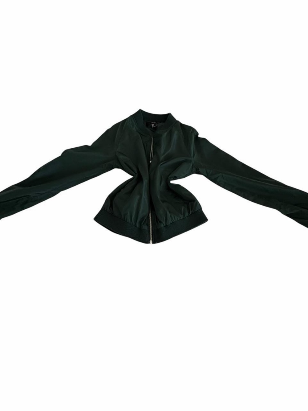 Forever 21 Dark Green Bomber Jacket Size Small Lightweight Zip Up - Picture 6 of 8